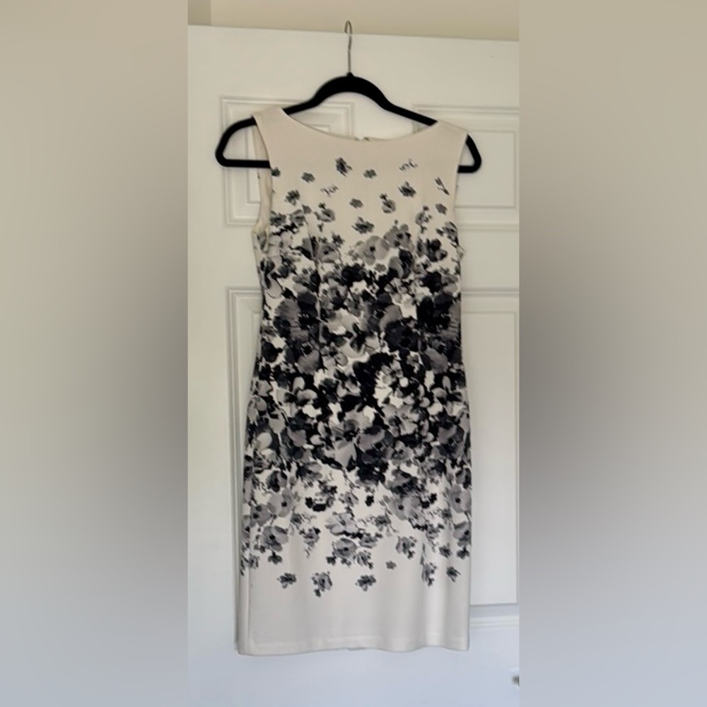 Maggy London Black and White Sheath Midi Dress